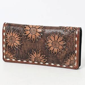 Hand-Tooled Genuine Leather Western Floral Clutch Purse